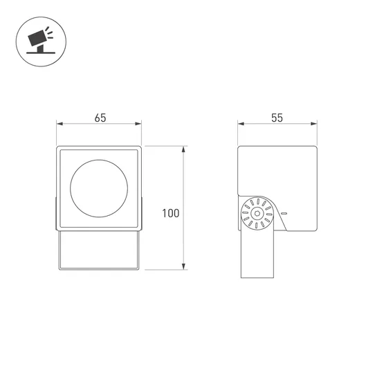 Фото #4 товара Светильник ALT-BLOCK-S65x65-5W Warm3000 (GR, 36 deg, 230V) (Arlight, IP66 Металл, 3 года)