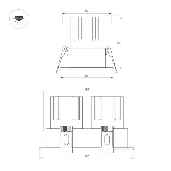 Фото #2 товара Светильник MS-FLOW-BUILT-S157x85-2x6W Warm3000 (WH, 55 deg, 230V) (Arlight, IP20 Металл, 5 лет)