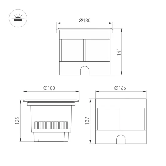 Фото #4 товара Светильник LTD-DAFNA-GROUND-R180-25W Day4000 (SL, 10 deg, 230V) (Arlight, IP67 Металл, 5 лет)