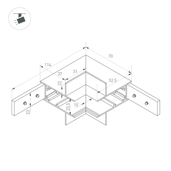Фото #2 товара Коннектор угловой MAG-ORIENT-CON-2653-FDW-L90-INT (BK, внутренний) (Arlight, IP20 Металл, 3 года)