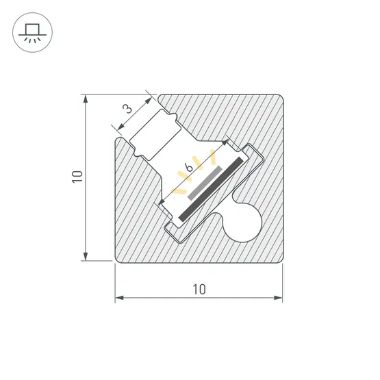 Фото #2 товара Профиль c экраном SL-KANT-H10-SQUARE-2000 CHAMPAGNE GOLD (Arlight, Алюминий+пластик)