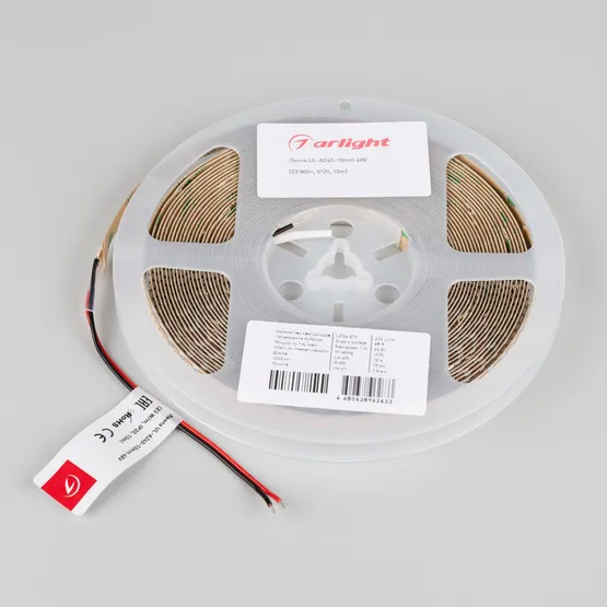Фото #2 товара Светодиодная лента UL-A240-10mm 48V Warm2700-CX2 (23 W/m, IP20, 10m) (Arlight, 7 лет)