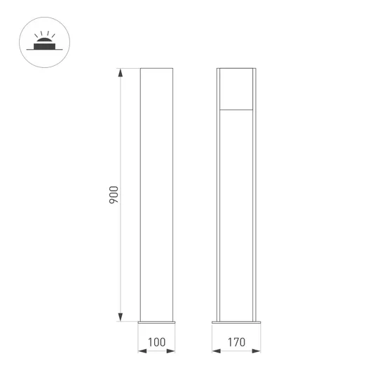 Фото #2 товара Светильник LGD-SEKVOYA-BOLL-H900-11W Warm3000 (BK, 120 deg, 230V) (Arlight, IP65 Металл, 3 года)