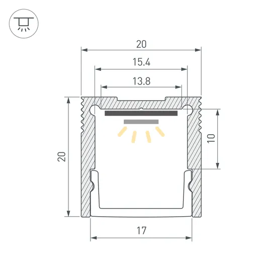 Фото #3 товара Профиль SL-SLIM20-H20-3000 ANOD (Arlight, Алюминий)