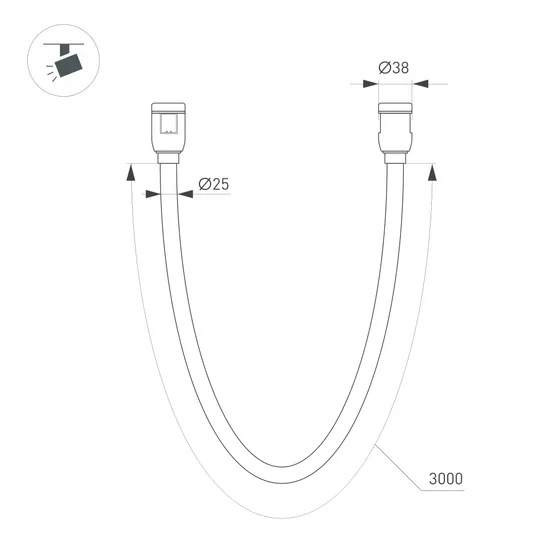 Фото #5 товара Светильник ART-APRIORI-TUBE-ELASTIC-R38-L3000-36W Warm3000 (TN, 360 deg, 48V) (Arlight, IP20 Металл, (Arlight, IP20 Металл, 3 года)
