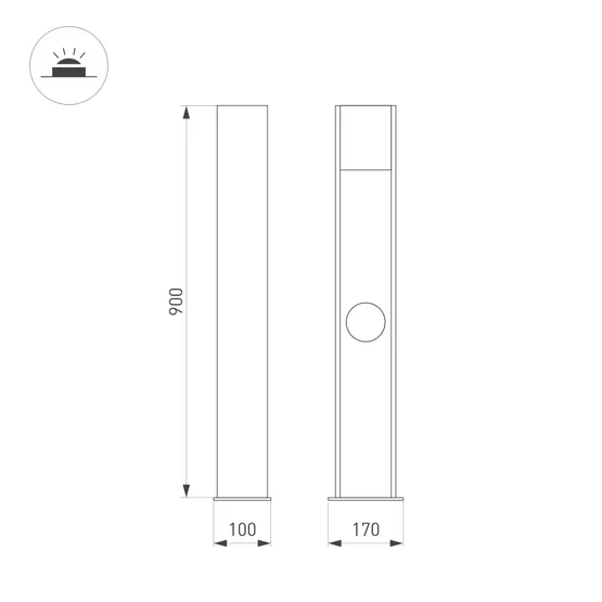 Фото #2 товара Светильник LGD-SEKVOYA-BOLL-SOCKET-H900-11W Warm3000 (BK, 120 deg, 230V) (Arlight, IP54 Металл, 3 года)