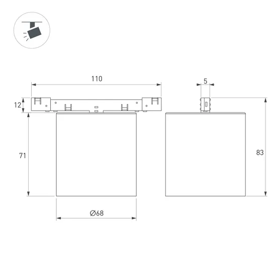 Фото #3 товара Светильник MAG-MICROCOSM-POINT-R68-7W Day4000 (BK, 36 deg, 24V) (Arlight, IP20 Металл, 5 лет)