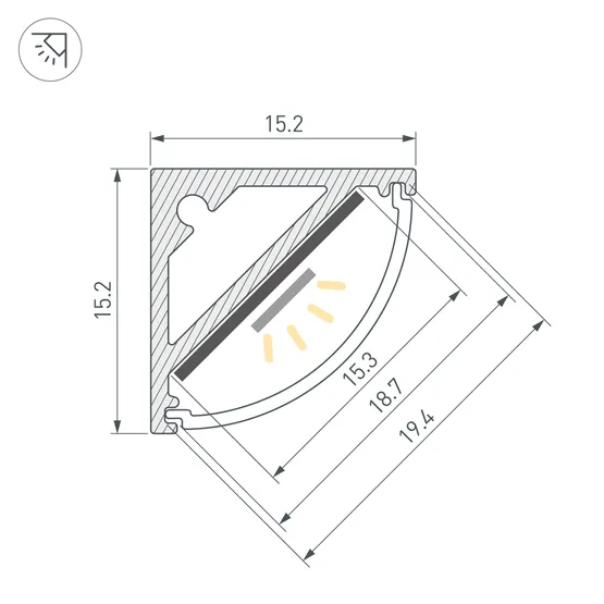Фото #3 товара Профиль SL-KANT-H15-3000 ANOD (BY) (Arlight, Алюминий)