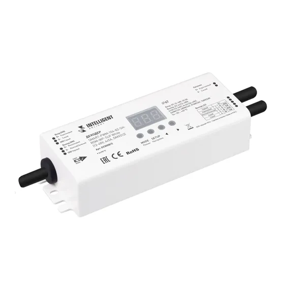 Фото товара INTELLIGENT ARLIGHT Декодер SMART-PWM-104-82-SH-RDM-WP-SUF White (12-48V, 4x5А, DMX512) (IARL, IP67 Пластик, 5 лет)