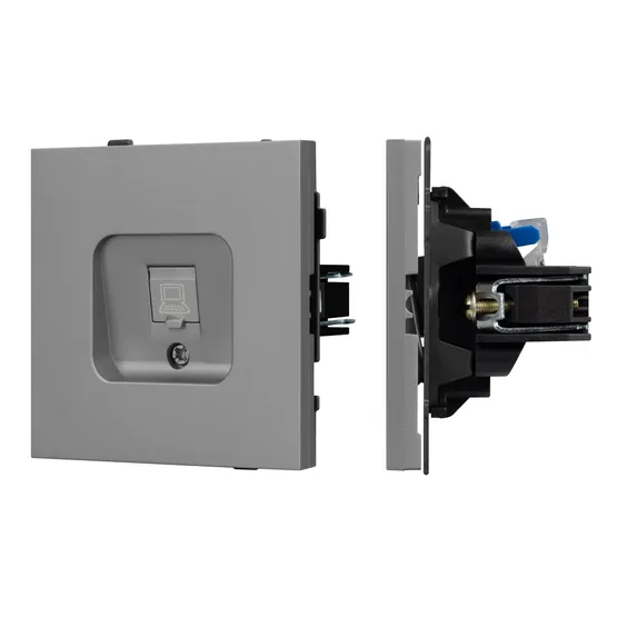 Фото #1 товара Механизм компьютерной розетки SCT-TENDO-MPC1-PL-GR (RJ-45, CAT6) (Arlight, Графитовый)
