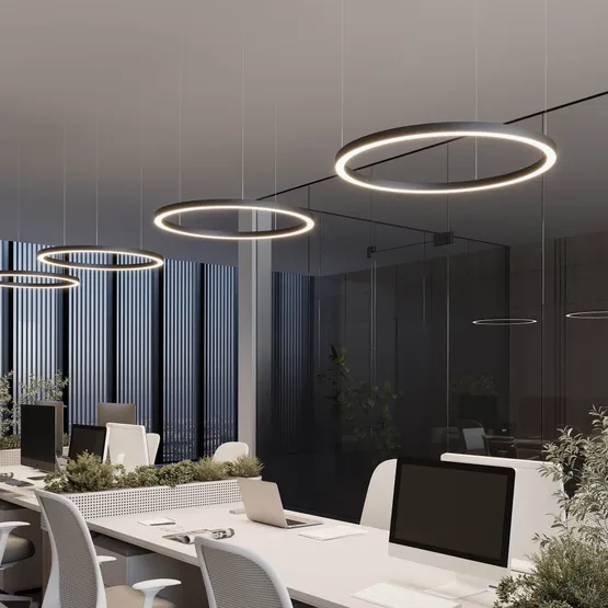 Фото #3 товара Светильник SP-CIRCLE-HANG-O3535-D900-50W Warm3000 (RAL9005, 120 deg, 230V) IP40 LED (Arlight, Алюминий)