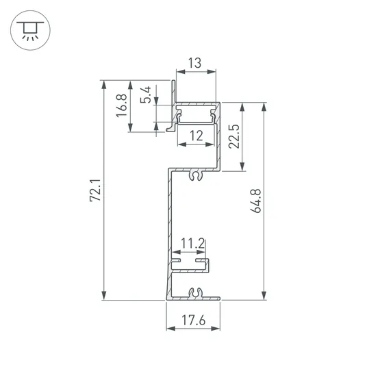 Фото #3 товара Профиль PLINTUS-H73-F-2000 BLACK (Arlight, Алюминий)