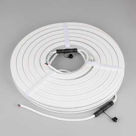Фото #7 товара Светодиодная лента герметичная MOONLIGHT-PRO-TOP-X336-20x20mm 24V RGBW-Warm (12 W/m, IP67, 10m, wire x2) (Arlight, Вывод боковой, 5 лет)